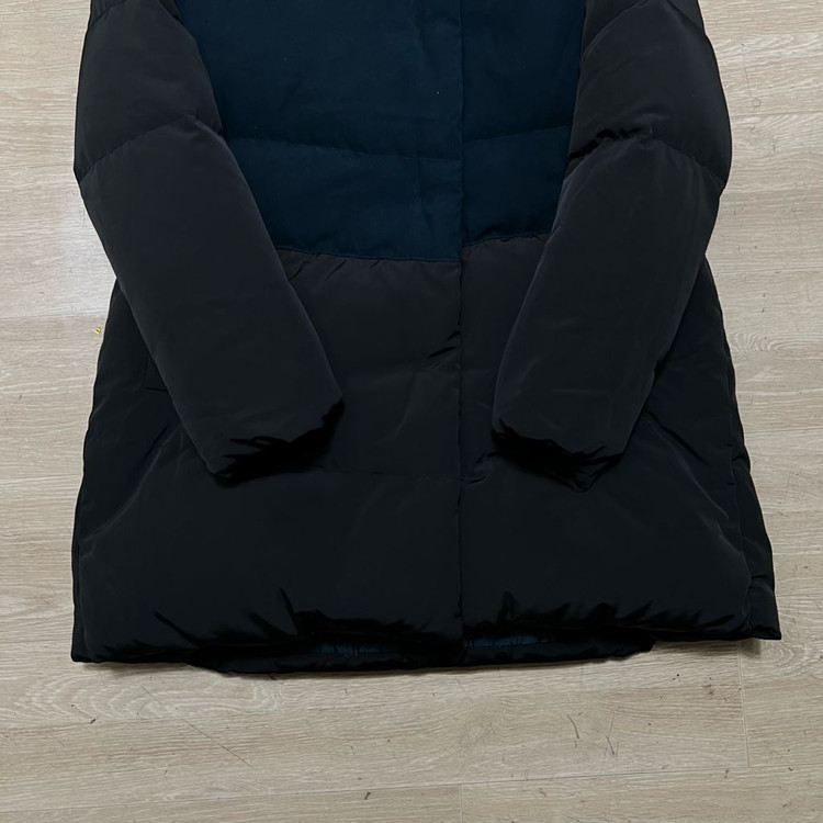 지고트 여성 구스다운 스웨이드 배색 롱패딩 [블랙] 88-90-160--2