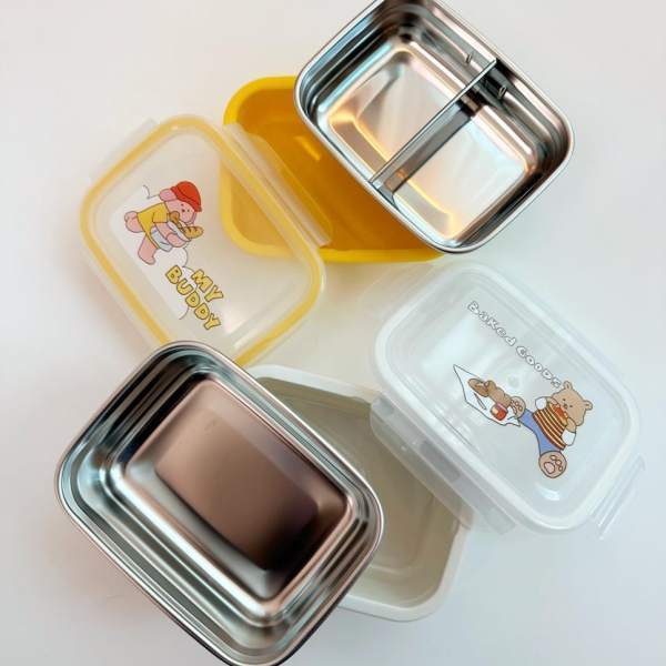 마이 버디 스텐 2단 직사각 도시락 + 스푼 젓가락 세트 / 마이 버디 스텐 2단 도시락 피크닉 세트--1