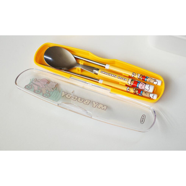 마이 버디 스텐 2단 직사각 도시락 + 스푼 젓가락 세트 / 마이 버디 스텐 2단 도시락 피크닉 세트--2