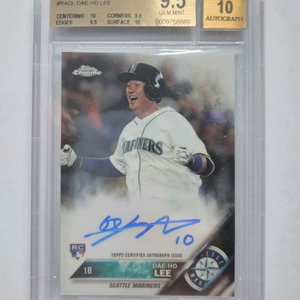 이대호 탑스크롬 루키 친필 싸인 온오토 BGS9.5 등급카드 이미지