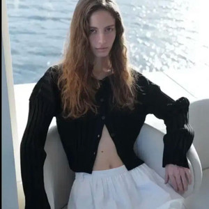 le917 밀립 립 니트 가디건 블랙