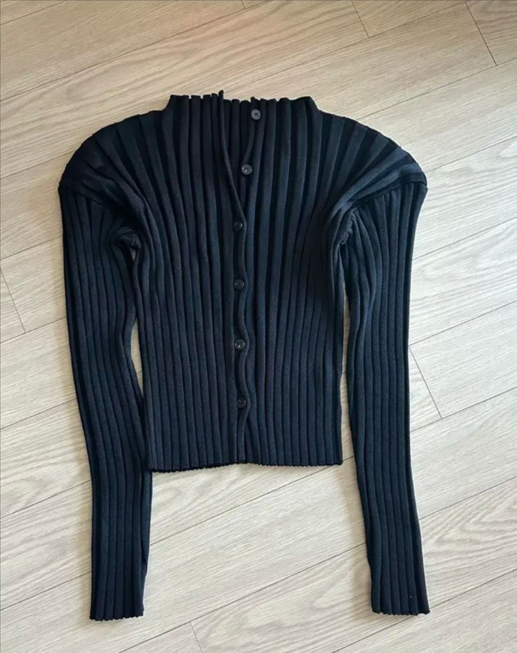 le917 밀립 립 니트 가디건 블랙--1