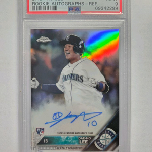 이대호 탑스크롬 루키 499한정 친필 싸인 온오토 리프렉터 PSA9 등급카드 이미지