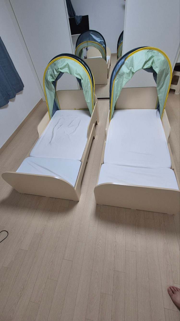 리바트 꼼므 길이조절 침대 2개--1