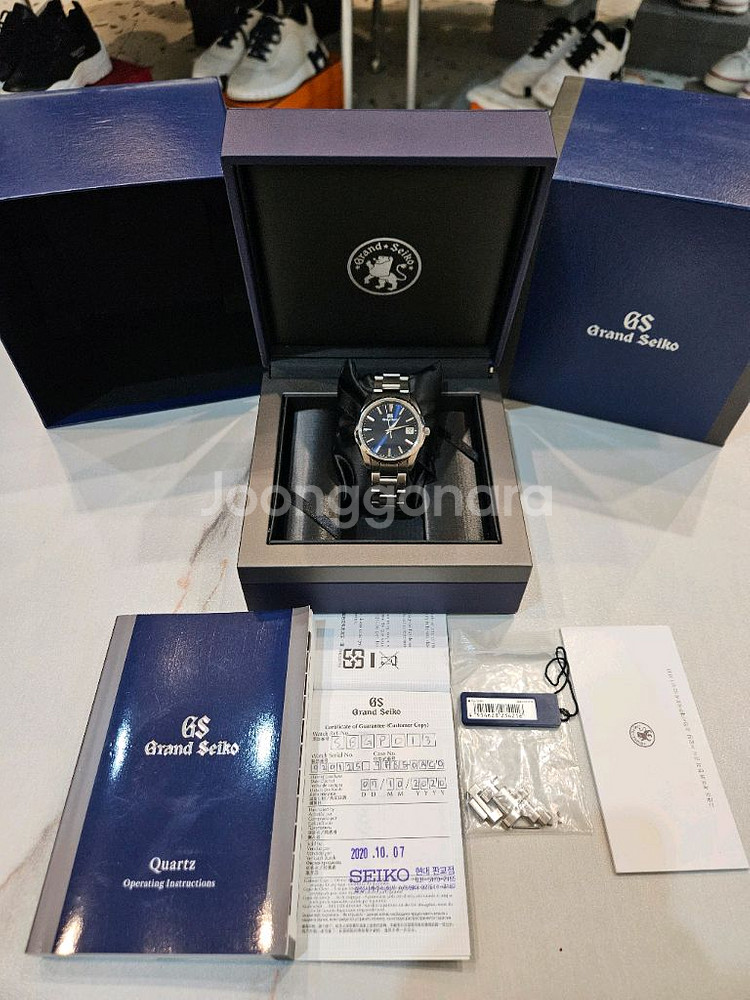 그랜드세이코 sbgp013 쿼츠 청판 남성세계 메탈 은장--6