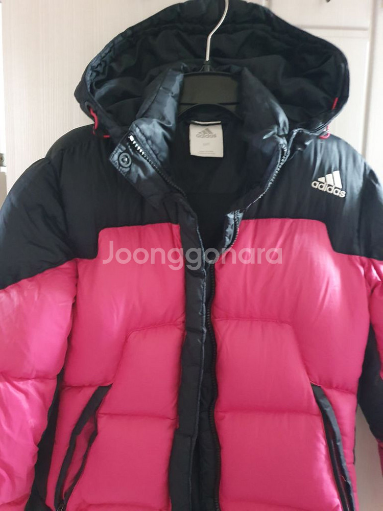 아디다스 덕다운 숏패딩 85. 블랙 핑크 오리털 90%--1