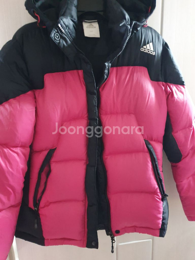 아디다스 덕다운 숏패딩 85. 블랙 핑크 오리털 90%--3