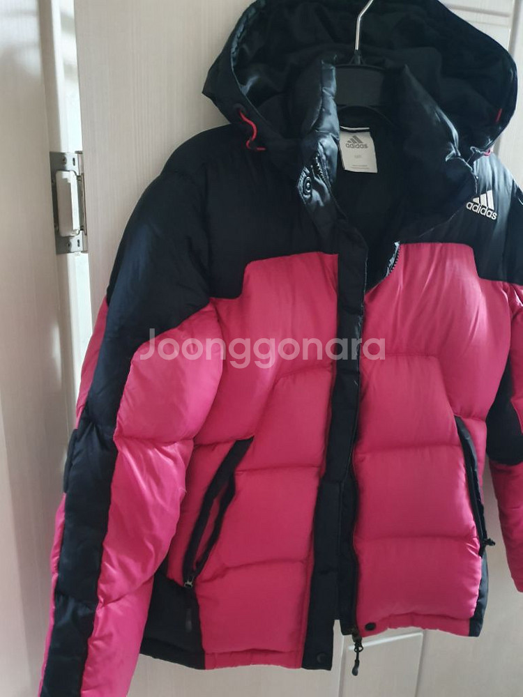 아디다스 덕다운 숏패딩 85. 블랙 핑크 오리털 90%--4