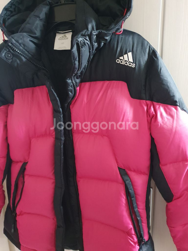 아디다스 덕다운 숏패딩 85. 블랙 핑크 오리털 90%--5