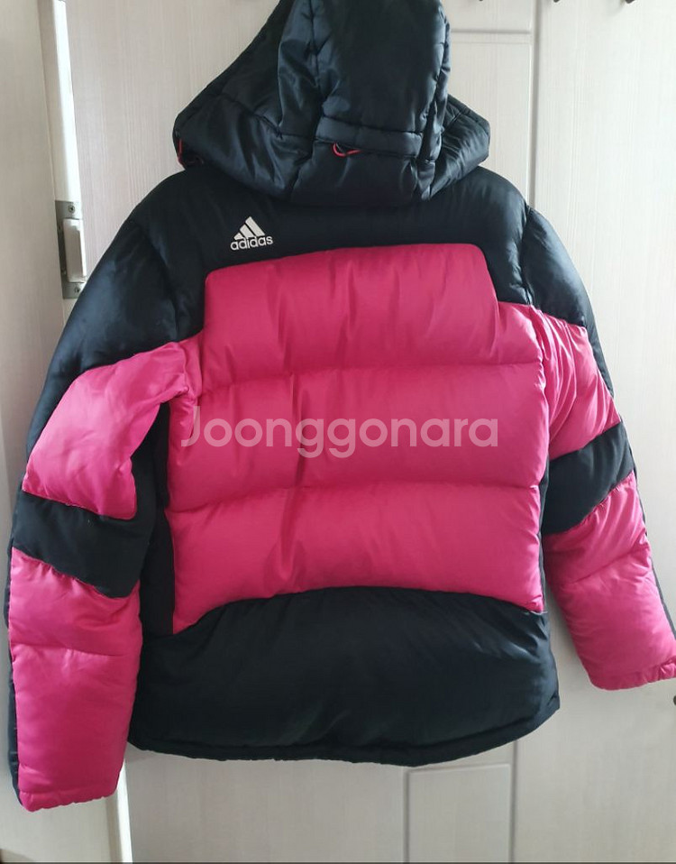 아디다스 덕다운 숏패딩 85. 블랙 핑크 오리털 90%--7