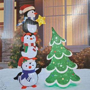 LED 펭귄 가족과 트리 장식(1.8m)