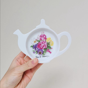 미국빈티지 포세린 티백 홀더 플라워 티팟 찻잔 반지 트레이 티테이블 앤틱 미국빈티지 홈카페 인테리어 소품