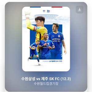 수원삼성 승강 플레이오프 1차전 E석 1장 무료 나눔 (선착순)
