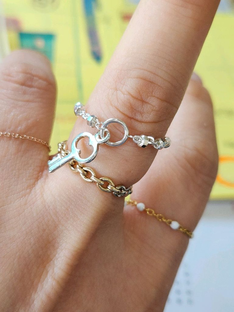 925 이태리실버 키참 체인반지--5