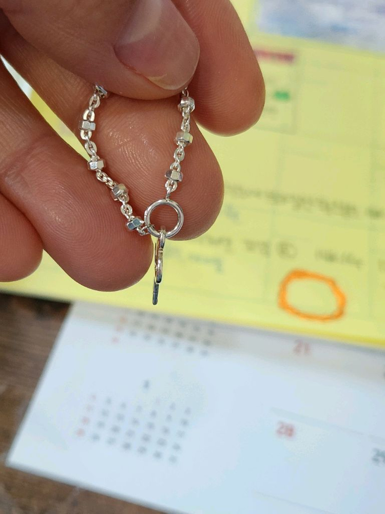 925 이태리실버 키참 체인반지--6