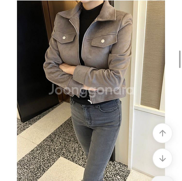 톰 스웨이드 카라 자켓 차콜--0