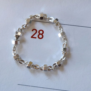 육각볼 이태리체인 실버반지