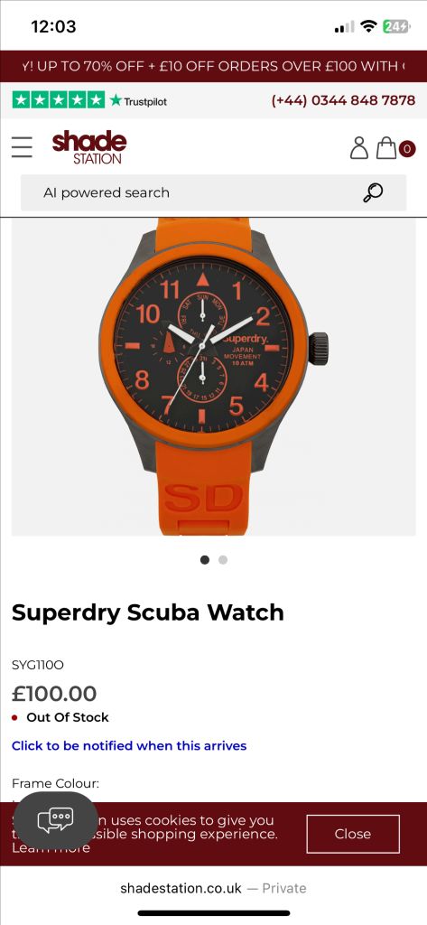 슈퍼드라이 10ATM 방수 시계 이미지