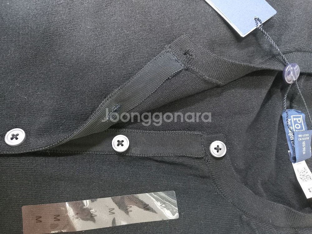 [M] 폴로 피마코튼 가디건 블랙--2