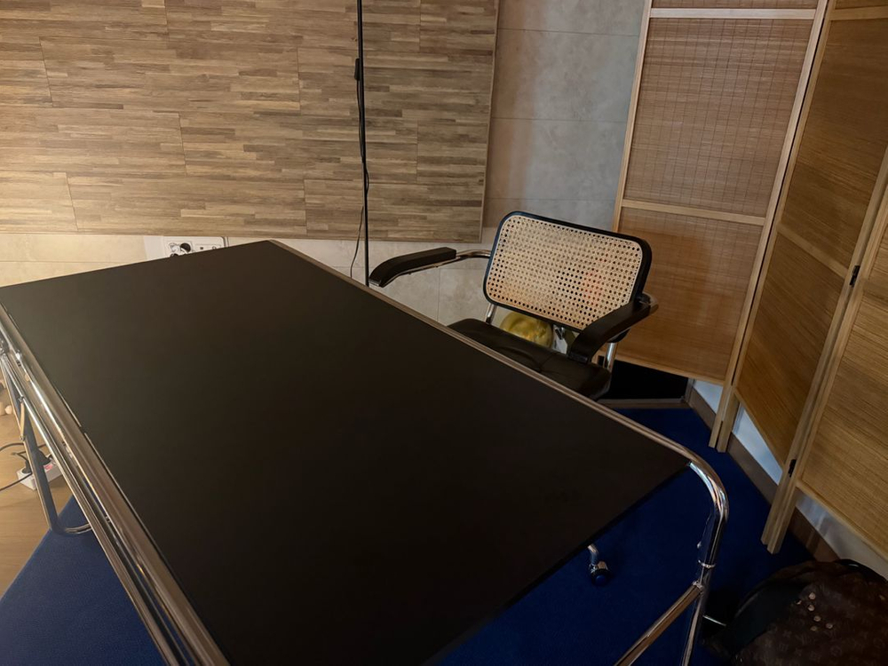 미드센츄리 책상 테이블 + 사무용 라탄의자--0