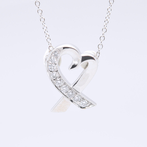 티파니 러빙 하트 천연다이아 화이트골드 펜던트 목걸이