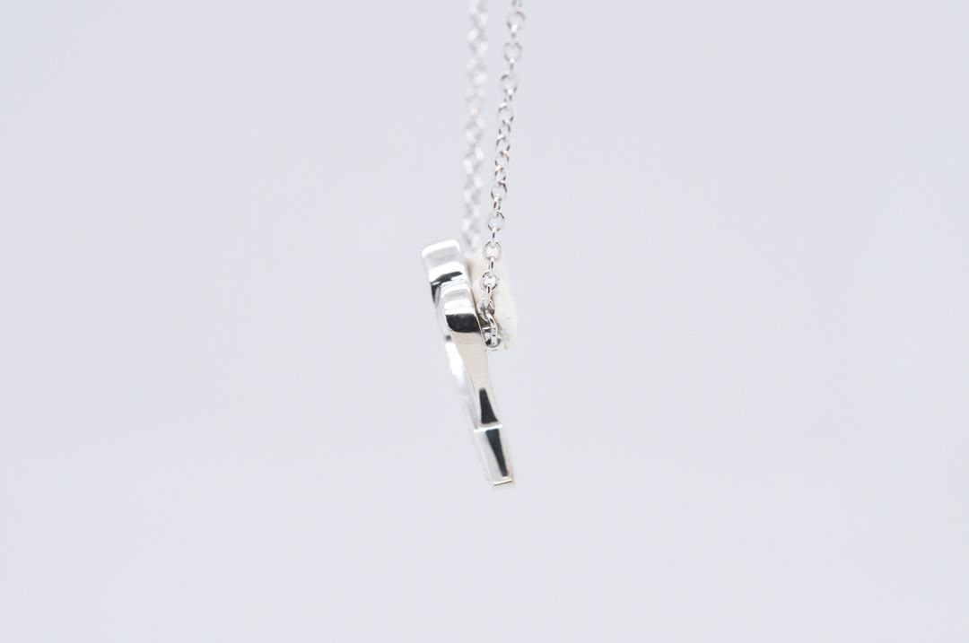 티파니 러빙 하트 천연다이아 화이트골드 펜던트 목걸이--1