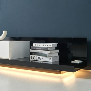 화이트블랙 LED 모던 TV장 (익스텐션,LED조명)