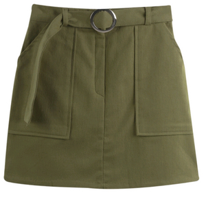 카키 벨트 밴딩 스커트 free