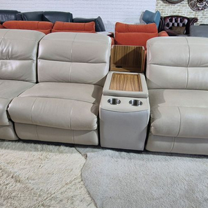 시트앤모어 천연 통가죽 홈바형 4인 전동 리클라이너소파