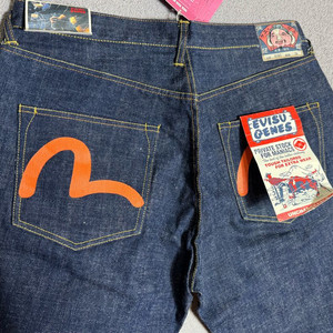 새제품 36 에비수 EVISU lot.0101 셀비지 데님 오렌지시걸로고