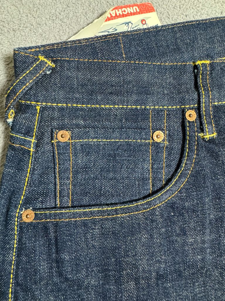 새제품 36 에비수 EVISU lot.0101 셀비지 데님 오렌지시걸로고--3