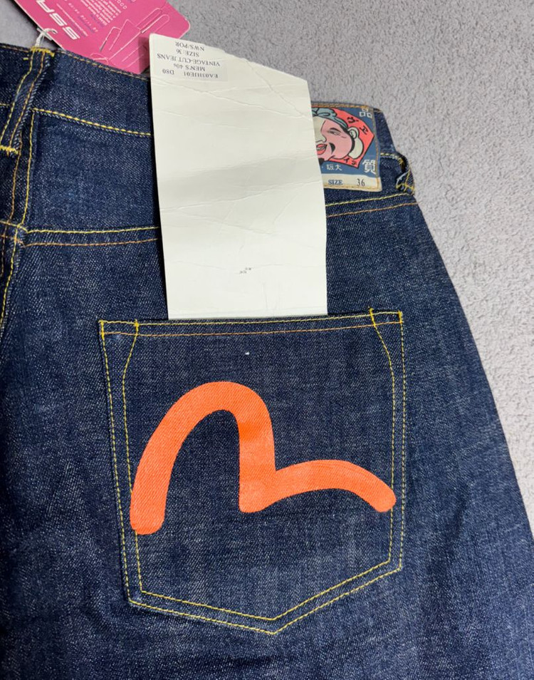 새제품 36 에비수 EVISU lot.0101 셀비지 데님 오렌지시걸로고--4