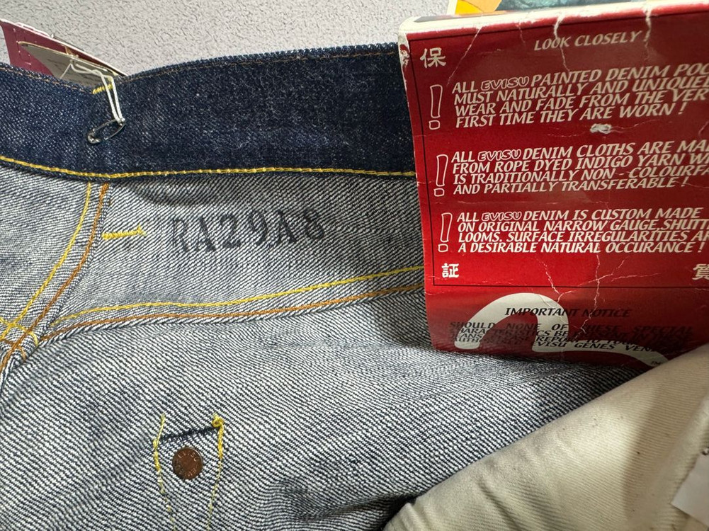 새제품 36 에비수 EVISU lot.0101 셀비지 데님 오렌지시걸로고--9
