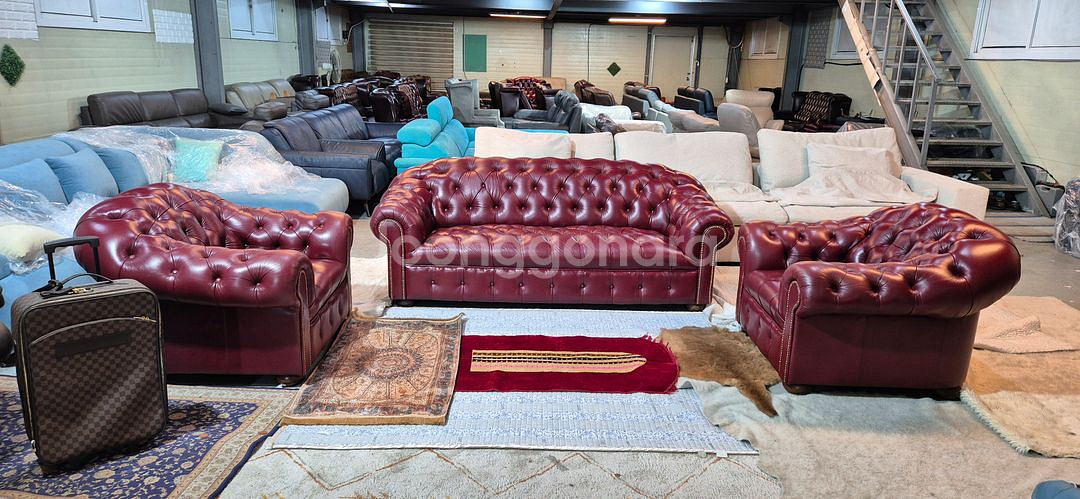 이태리 체스터필드 전체천연가죽 3+1+1인 소파--0