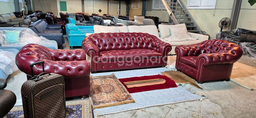 이태리 체스터필드 전체천연가죽 3+1+1인 소파--1