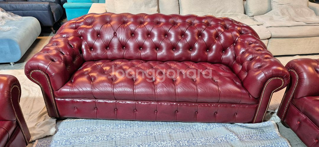 이태리 체스터필드 전체천연가죽 3+1+1인 소파--2