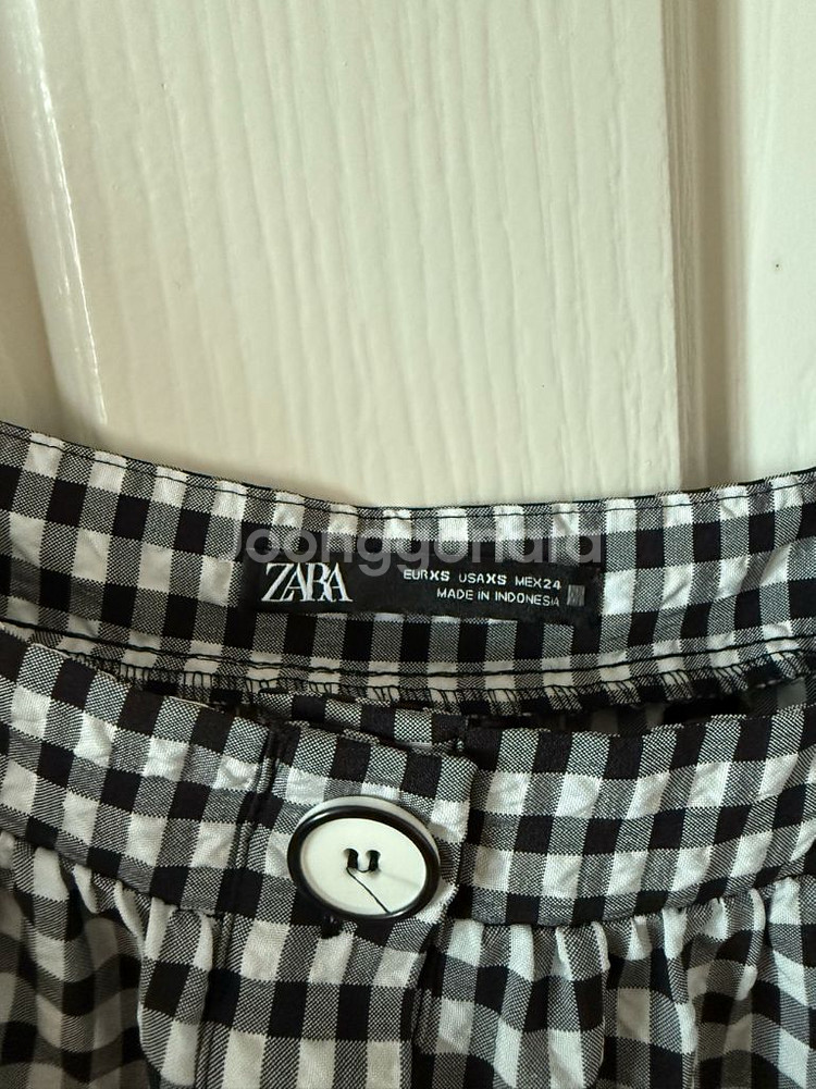 (택포) 자라 스퀘어넥 체크원피스--1