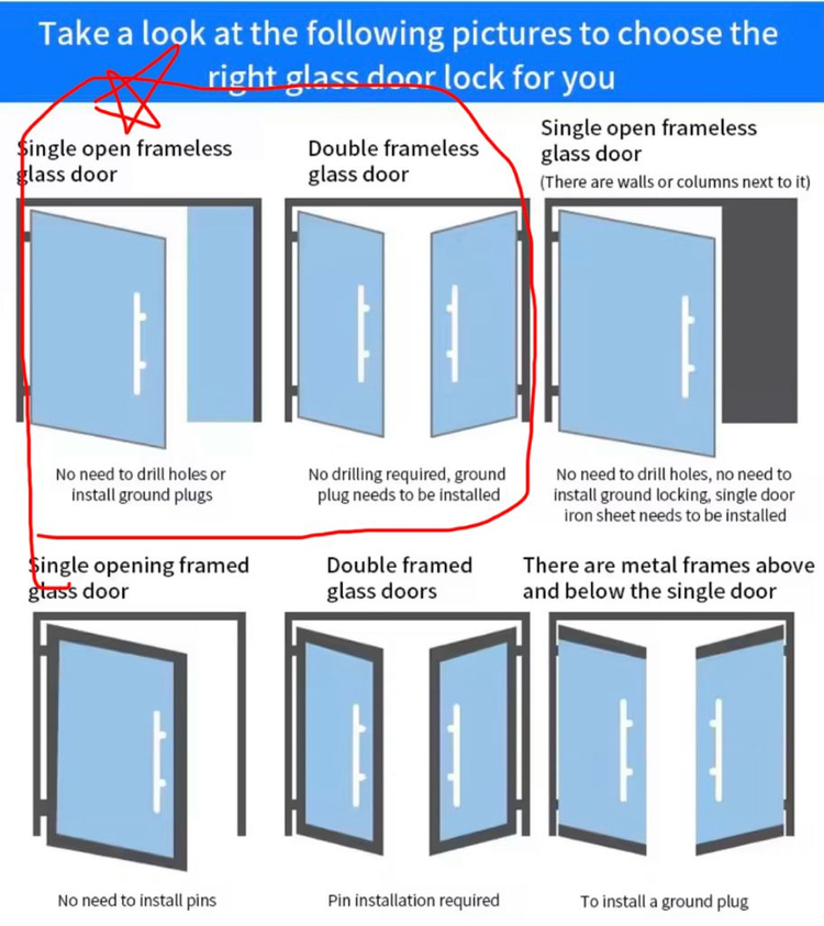 스마트 유리문 지문 도어락 양문형 세트 새제품 이미지