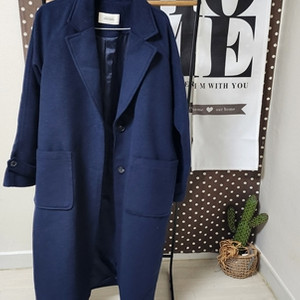 오버핏 네이비 롱 코트