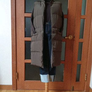 (새제품)덕다운(오리털) 롱패딩베스트+니트비니