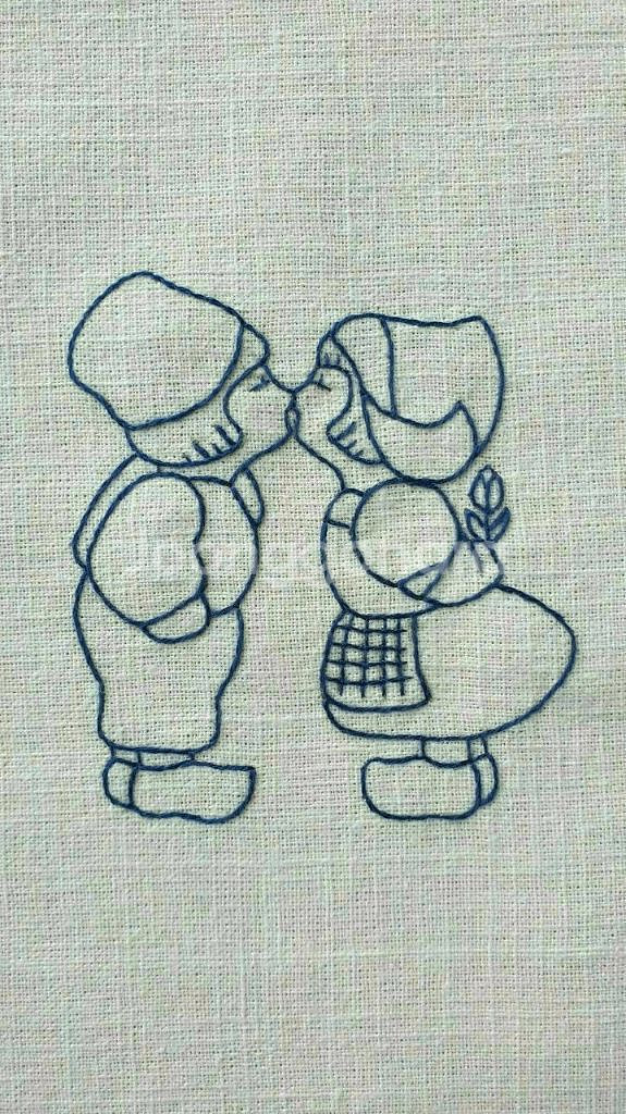 프랑스자수 무명 매트/덮개/가리개(홀랜드이미지 블루워크 자수)--1