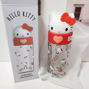 [정품] 산리오 키티 입체 피규어 트라이탄 물통 물병 텀블러 500ml