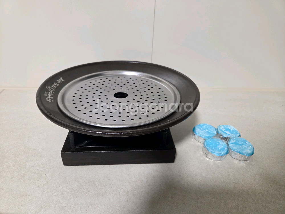 직화 내열 도자기 수육보쌈접시 25cm+스텐수육판 미니화로+고체연료 세트 몽땅--0