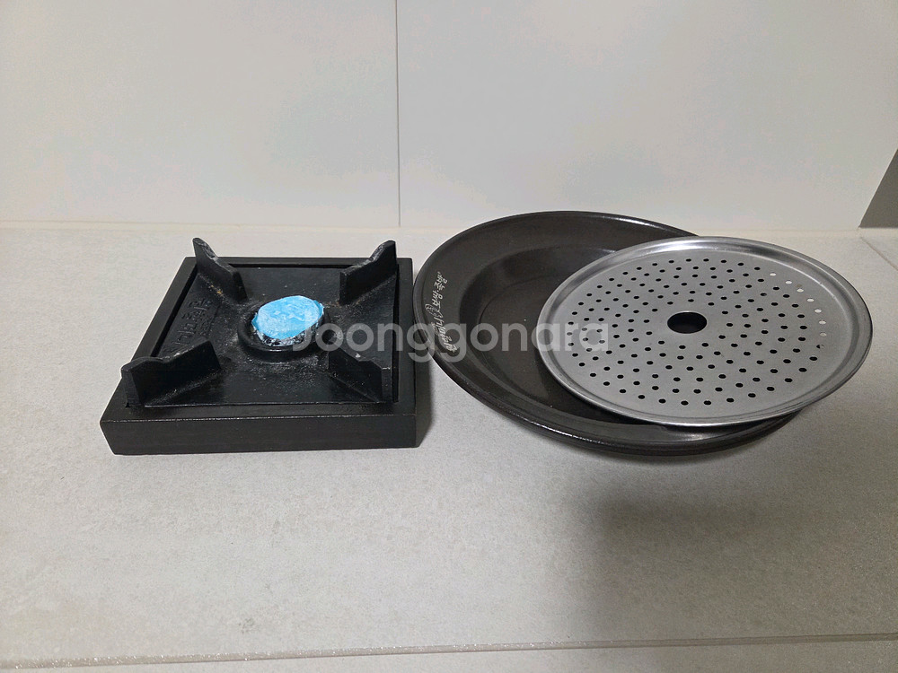 직화 내열 도자기 수육보쌈접시 25cm+스텐수육판 미니화로+고체연료 세트 몽땅--1