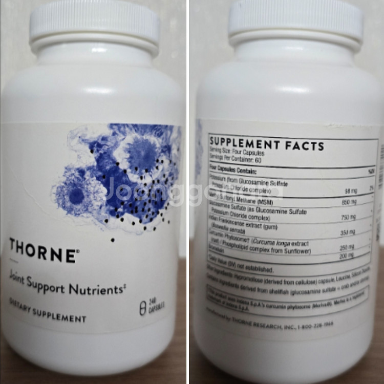 [미개봉 제품] 쏜리서치 뉴트리언트 조인트 서포트 캡슐 240정--0