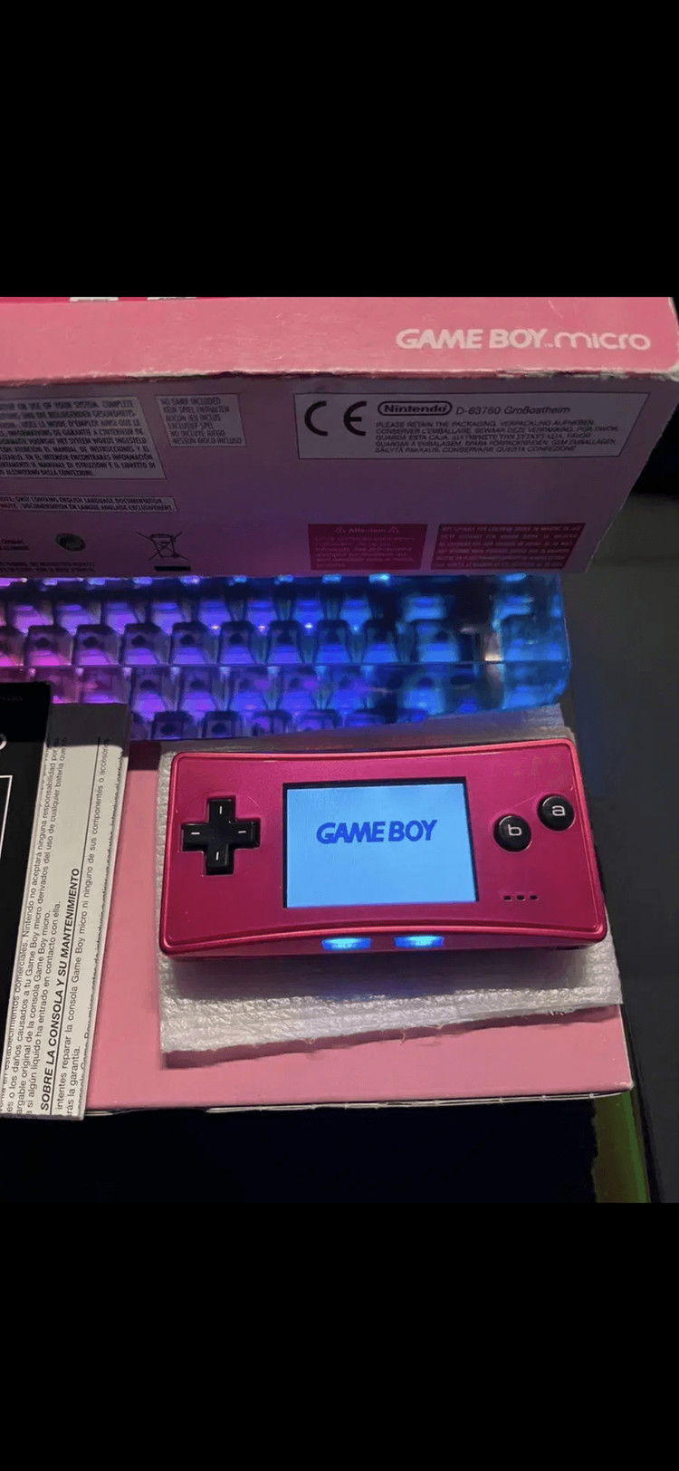 닌텐도 정품 유럽한정판 미크로 핑크 게임보이 미크로 gbm 이미지