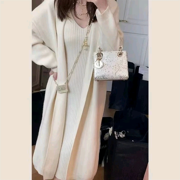 니트 롱 가디건 나시 원피스 세트--1