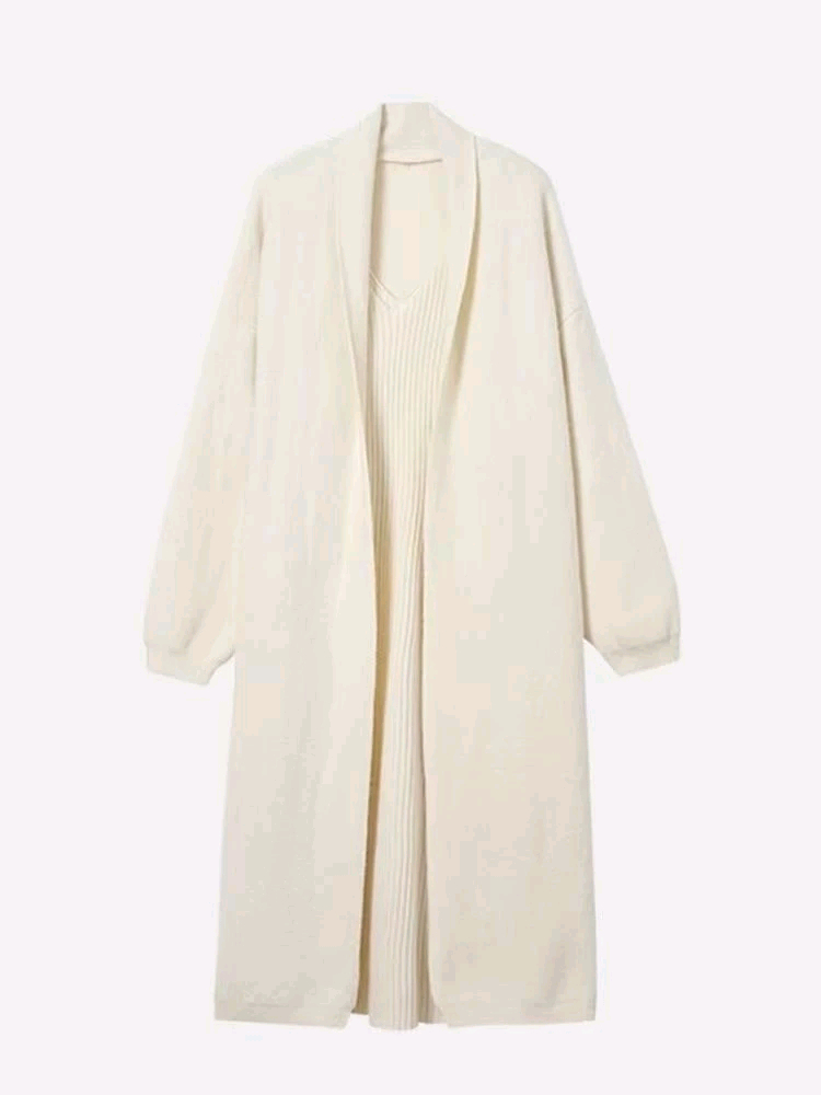 니트 롱 가디건 나시 원피스 세트--8