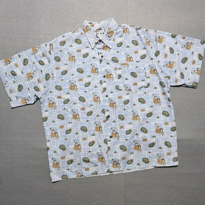 USA 빈티지 반팔 블루패턴 하와이안 셔츠