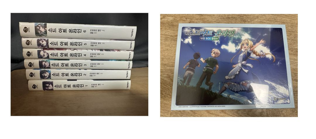 라노벨, 코믹 만화책 (고블린 슬레이어, 리제로, 청춘 돼지 시리즈, 게이머즈, 소아온 등) 이미지